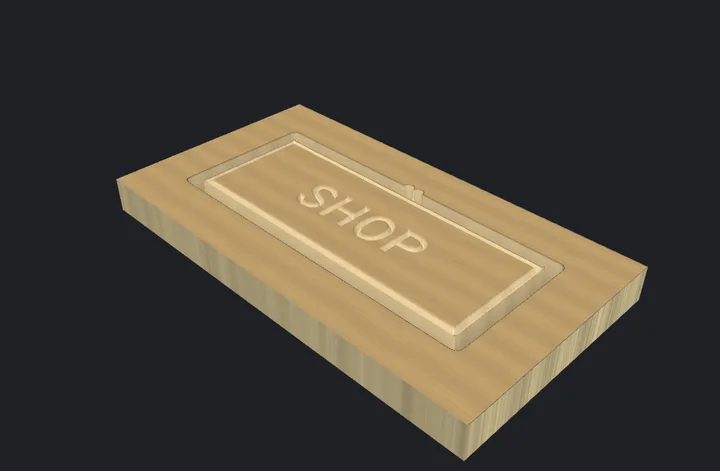 A v-carved sign, its lettering cut as tapered grooves